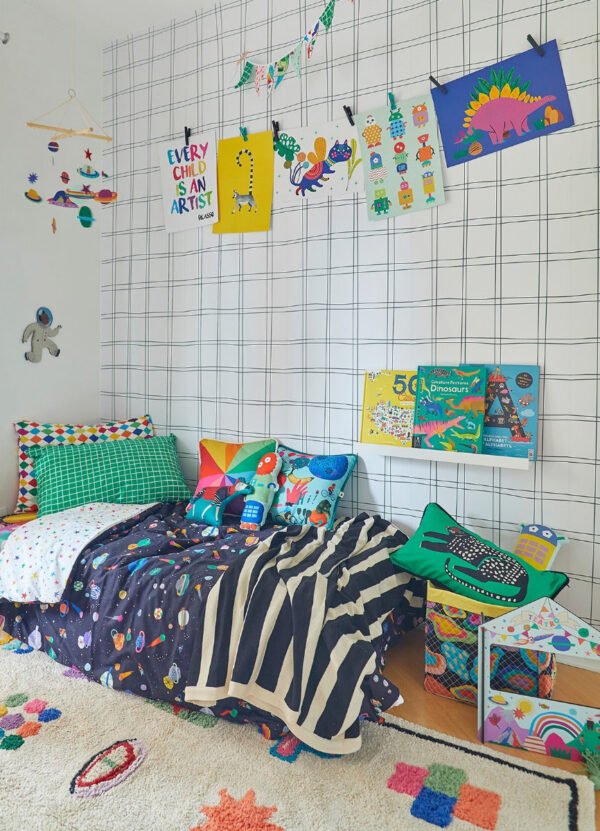 Papel de Parede Infantil - Quadriculado Duplo Verde - Image 3
