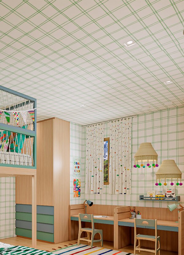 Papel de Parede Infantil - Quadriculado Duplo Verde - Image 4