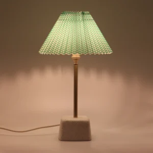 Abajur Plissado Xadrez Verde e Branco